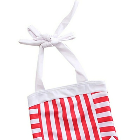 Toddler Red/White Stripped Swimsuit One-Piece - Picture 3 of 5